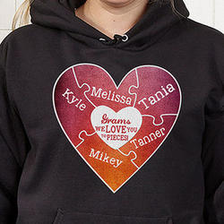 We Love You To Pieces Personalized Hooded Sweatshirt in Black