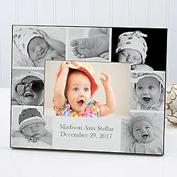 Personalized B&W Baby Photo Collage Horizontal Picture Frame