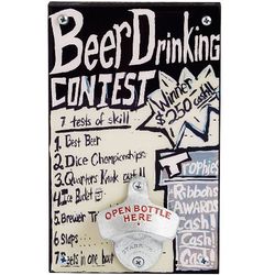 Beer Drinking Contest Mounted Bottle Opener