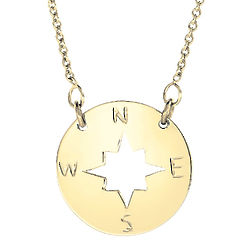 Gold-Plated Compass Disc Pendant