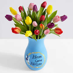 20 Assorted Tulips with Bloom & Grow Vase