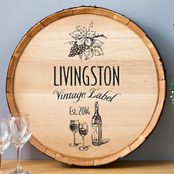 Personalized Vintage Label Wine Barrel Sign