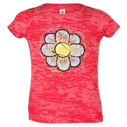 Junior Tennis Flower Power Pink Acid Wash T-Shirt