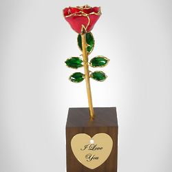 Mini 24K Gold Rose with I Love You Stand