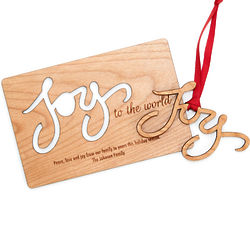 Joy to the World Custom Wood Christmas Card and Ornament