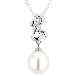 Cultured Pearl Bow Pendant in Sterling Silver