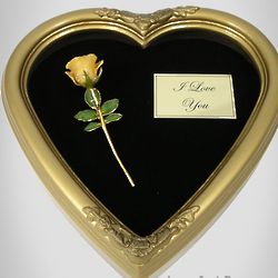Heart Shaped Shadow Box with Mini Gold Rose