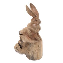 Watchful Hare Wood Sculpture