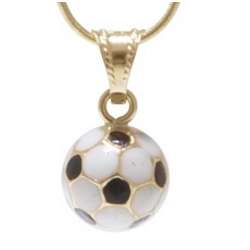 14k Gold and Enamel Soccer Ball Pendant