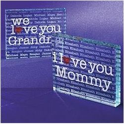 Personalized I/We Heart 2 Sided Glass Block