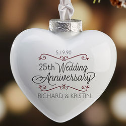 Personalized Heart Anniversary Christmas Ornament