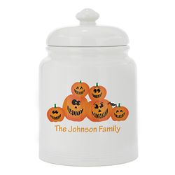 Personalized Stacked Halloween Pumpkin Cookie Jar