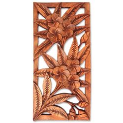 Sweet Frangipani Flowers Wood Relief Panel