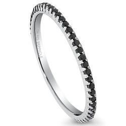 Black Cubic ZirconiaSterling Silver Stackable Eternity Ring