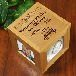 In the Beginning Personalized Baby Photo Cube