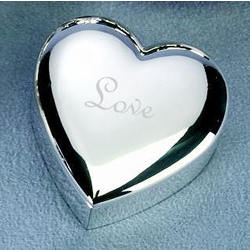 Personalized Silver Heart Mini Puff Lift Top Jewelry Box