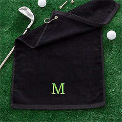 Personalized Initial Black Golf Towel
