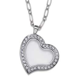 Charming Life Silvertone Heart Rhinestone Necklace