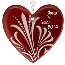 Red Heart Personalized Glass Ornament