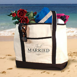 Personalized Just Married Tote Bag
