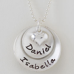 Layered Love Personalized Stackable Rounded Disc Necklace