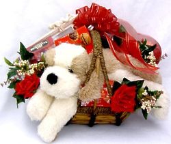 Puppy Love Large Romantic Gift Basket
