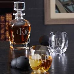 Draper Whisky Decanter Set with Engraved Roller Rocks Glasses