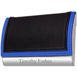 Two Tone Faux Leather Personalized Business Card Holder