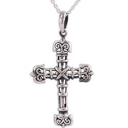Bound in Faith Sterling Silver Cross Pendant Necklace