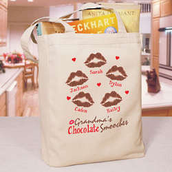 Personalized Chocolate Smooches Canvas Tote