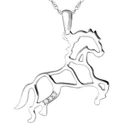 Diamond Lucky Horse Pendant in Sterling Silver
