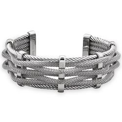 Women's Stainless Steel Five Row Mesh Cuff Bracelet