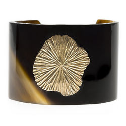 Midnight Mushroom Narrow Horn & Bronze Cuff Bracelet