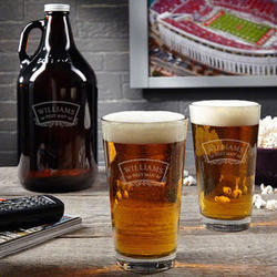 Timeless Wedding Personalized Pint Glass and Beer Growler