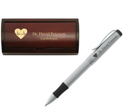 Cardiologist Rhythm Personalized Silver Pen in a Rosewood Box