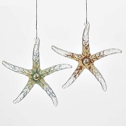2 Glittered Acrylic Starfish Ornaments