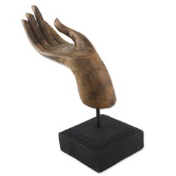 A Hand to Hold Wood Statuette in Light Brown