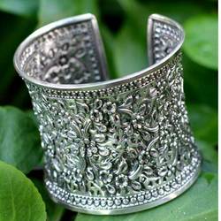 'Dazzling Jasmine' Sterling Silver Cuff Bracelet