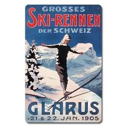 Ski Rennen Metal Sign