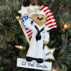 Personalized Navy Bear Ornament