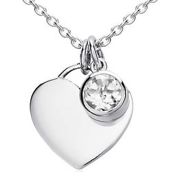White Topaz Birthstone Heart Pendant in Sterling Silver