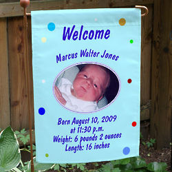 Newborn Baby Boy Announcement Garden Flag