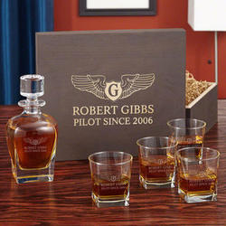 Take Flight Pilotwings Whiskey Glasses and Decanter in Gift Box