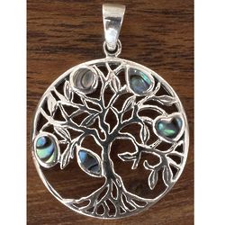 Tree of Life Abalone and Sterling Pendant