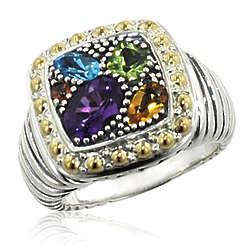 Balissima Multi Color Ring in 18k Yellow Gold and Sterling Silver