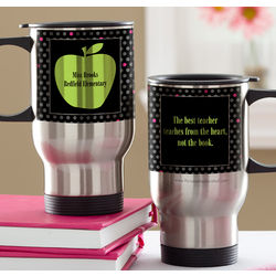 Personalized Green Apple Teacher Travel Mug
