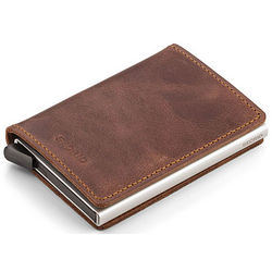 Aluminum and Cafe Leather Slim Wallet