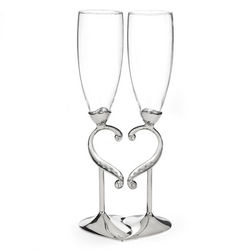Engravable Linked Love Hearts Toasting Flutes