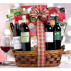 Red and White Wine Holiday Quartet Gift Basket