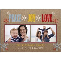 Peace, Love, Joy Photo Holiday Cards